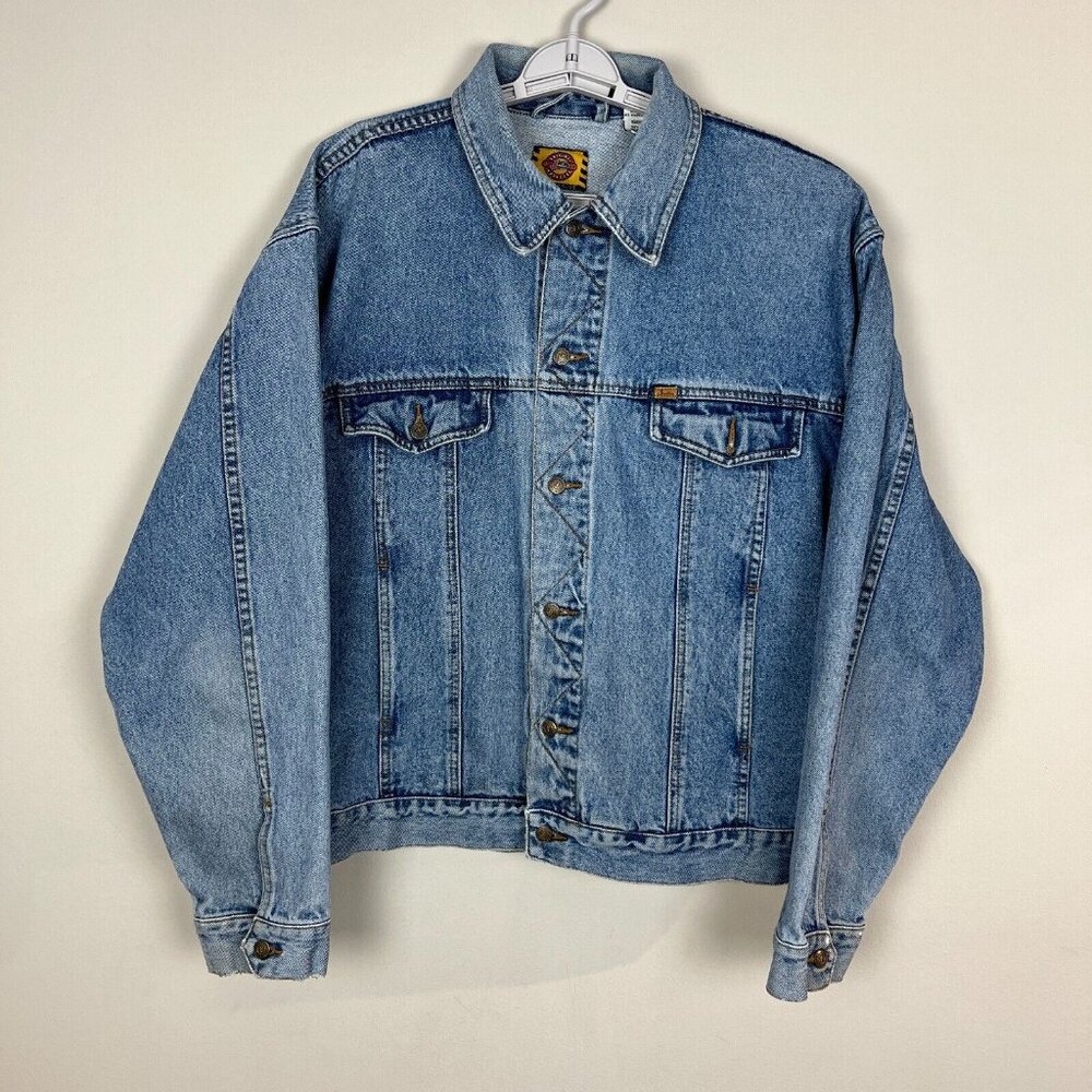 Justin Boots Denim Jean Jacket Mens XL Blue Pockets Workgear Exclusive Cotton